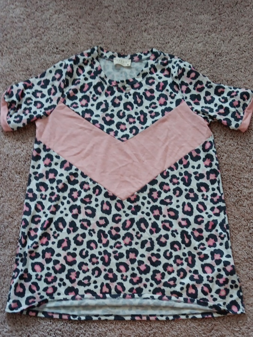 Avery Pink and Black Leopard Print Short Sleeve Top